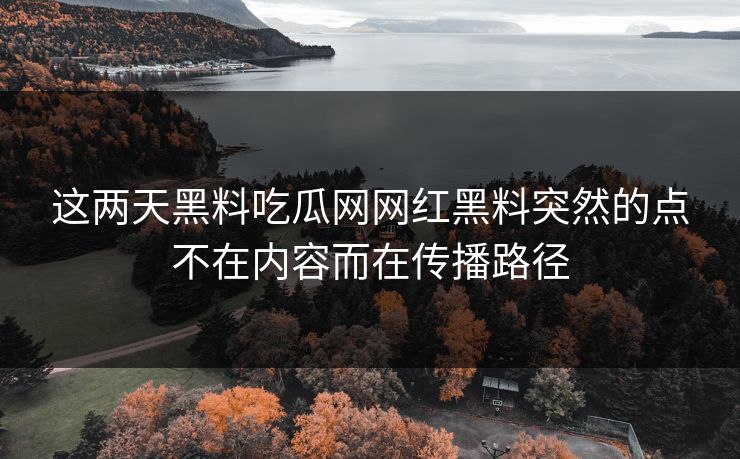 这两天黑料吃瓜网网红黑料突然的点不在内容而在传播路径