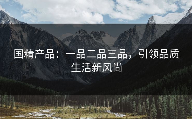 国精产品：一品二品三品，引领品质生活新风尚